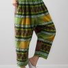 Elegant green linen pants Fitted Summer Vintage High Waist Pants