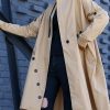 Elegant khaki Coat Women plus size medium length stand collar asymmetric coat