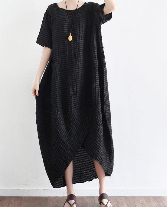 Elegant o neck linen clothes Tutorials black Dress summer