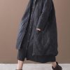 Elegant plus size warm winter coat hooded winter outwear black embroidery casual outfit