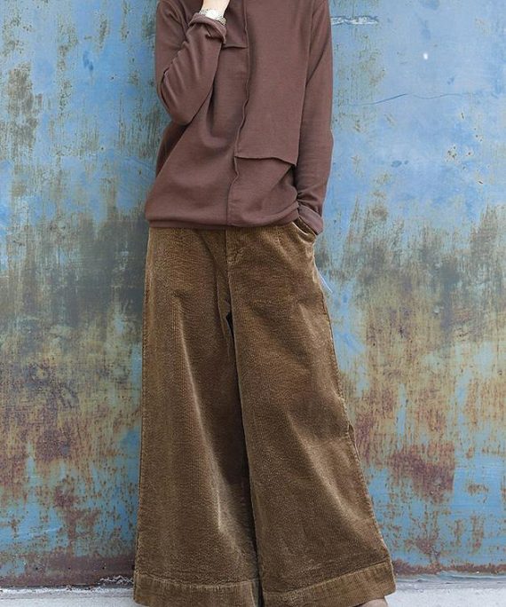Elegant thick pants khaki Work Outfits wild leg pants
