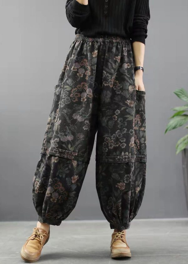 Elegant Print Denim Pants lantern Pants Cotton - Image 2
