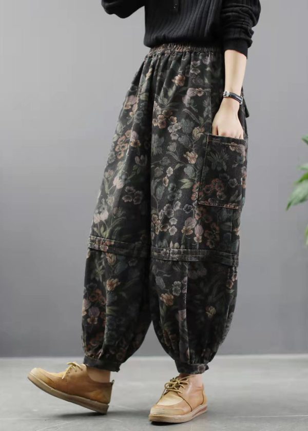 Elegant Print Denim Pants lantern Pants Cotton - Image 3