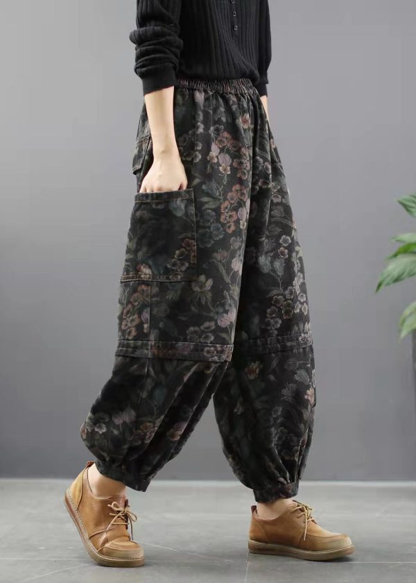 Elegant Print Denim Pants lantern Pants Cotton - Image 4