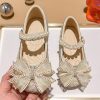 Fashion Apricot Zircon Pearl Kids Buckle Strap Flats