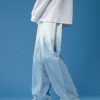 Fashion Blue Gradient Pockets Denim Mens Pants Fall
