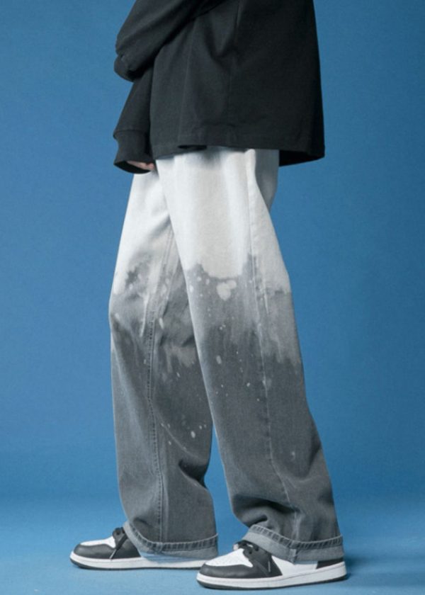 Fashion Blue Gradient Pockets Denim Mens Pants Fall - Image 4