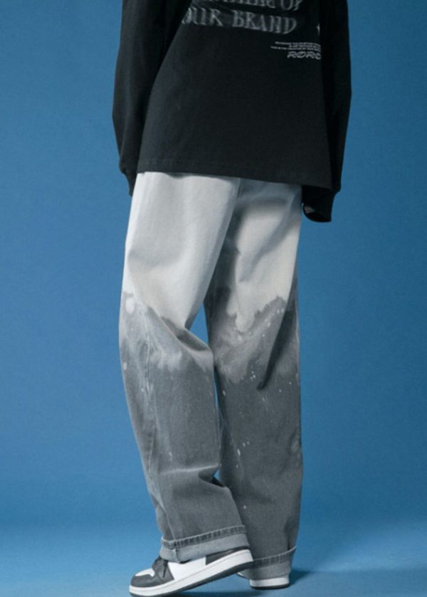 Fashion Blue Gradient Pockets Denim Mens Pants Fall - Image 5