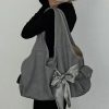 Fashion Bow Lazy Style Large Capacity Spliced Shoulder Bag