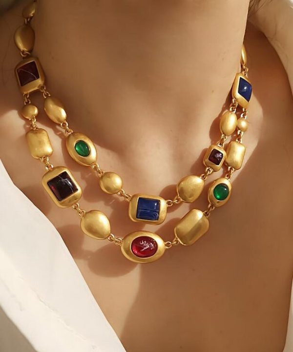 Fashion Gold Copper Overgild Bilayer Coloured Glaze Necklace - Image 3
