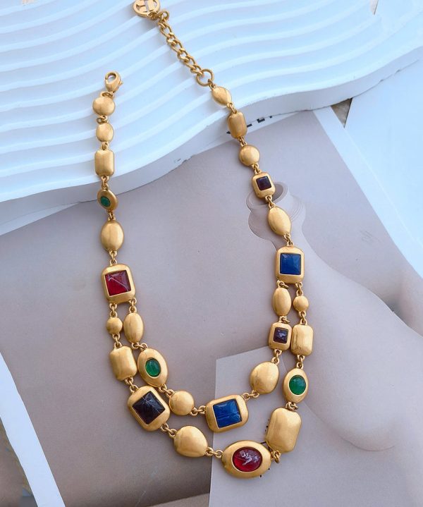 Fashion Gold Copper Overgild Bilayer Coloured Glaze Necklace - Image 5