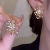 Fashion Gold Sterling Silver Overgild Zircon Fireworks Stud Earrings