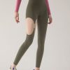 Fashion Green Hollow Out High Waist Capri Leggings Activewear