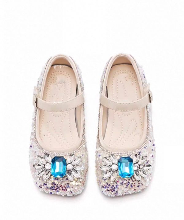 Fashion Pink Crystal Buckle Strap Girls Flat Shoes - Image 3
