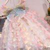 Fashion Rainbow Butterfly Nail Bead Tulle Baby Girls Dresses Summer