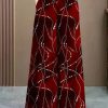 Fashion Red Print High Waist Draping Ice Silk Wide Leg Pants
