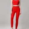 Fashion Red Seamless Sports Bra And Leggings Set Suit Running Leggings