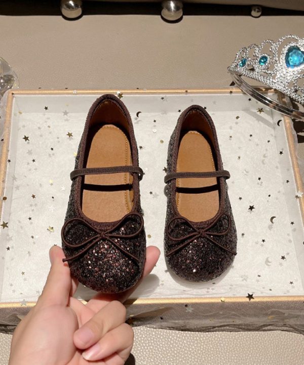Fashion Red Sequins Kids Lace Up Penny Loafers - Image 2