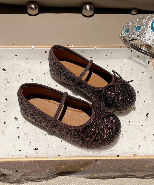 Fashion Red Sequins Kids Lace Up Penny Loafers - Image 4