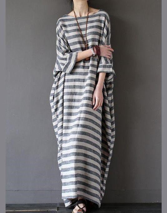 Fashion Stripe Loose Big Size Maxi Size Dresses Plus Sizes Women Clothes