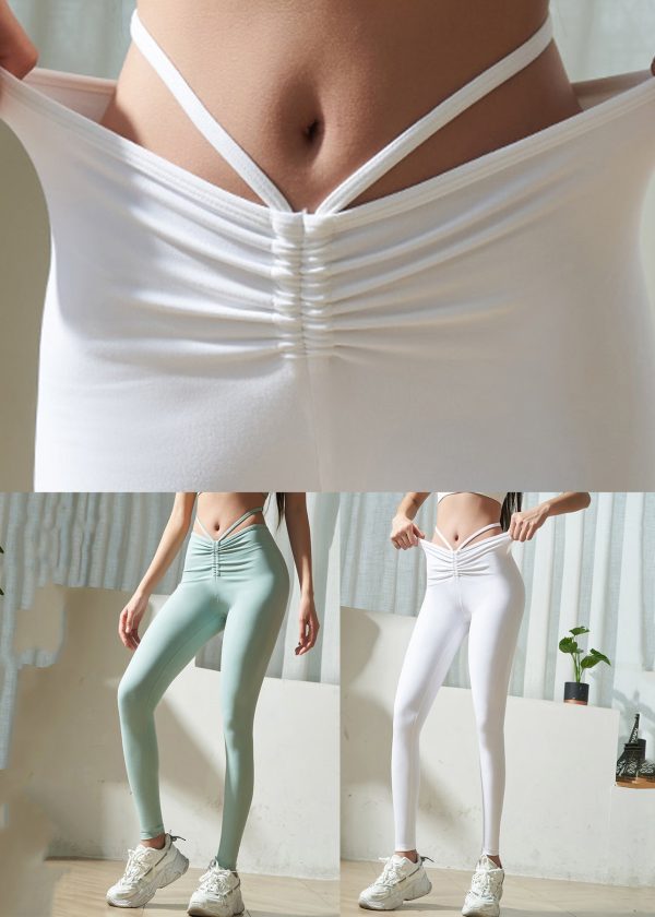 Fashion White High Waist Capri Running Yoga Pants - Image 5
