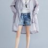 Fashion light gray cardigan Loose fitting hooded long sleeve