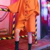 Feminine style fashion large size show thin wide leg pants sweater coat orange two pieces