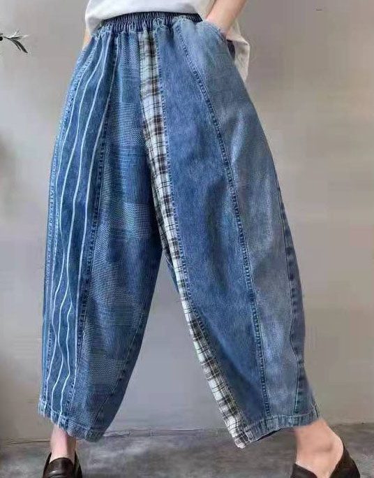 Fine Blue Patchwork fashion denim Pants Spring