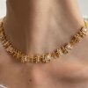 Fine Gold Metal Gem Stone Collar Necklace