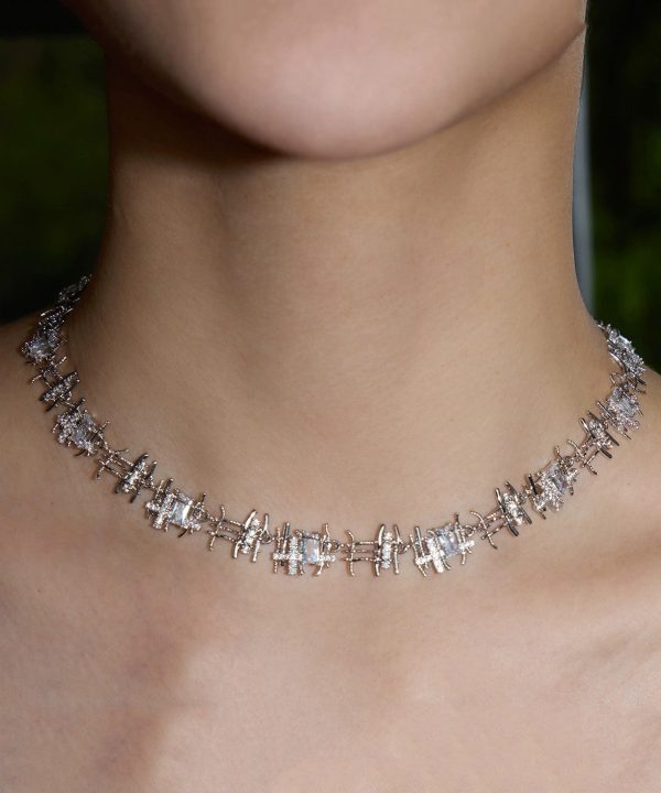Fine Gold Metal Gem Stone Collar Necklace - Image 2