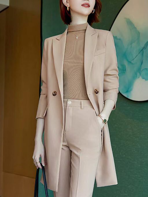 Fine Khaki Double Breast Spandex Trench Coats Spring