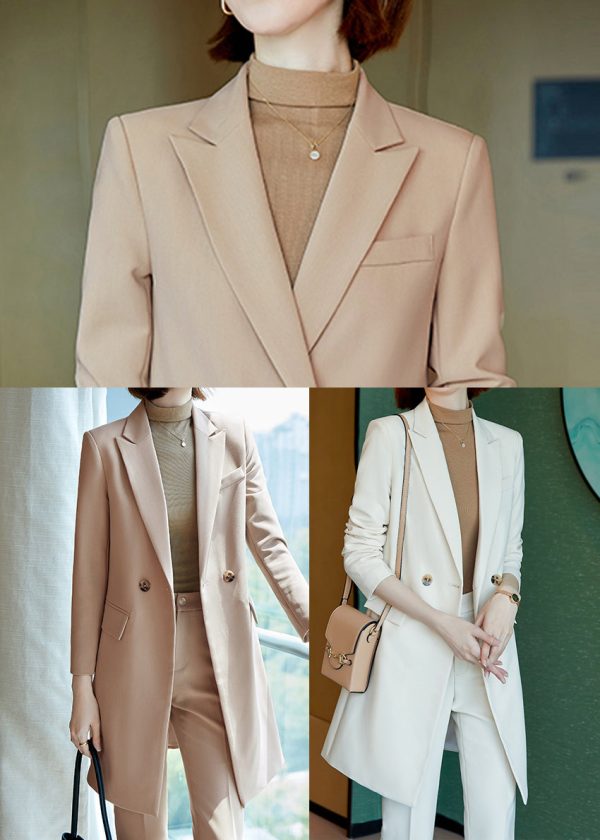 Fine Khaki Double Breast Spandex Trench Coats Spring - Image 5