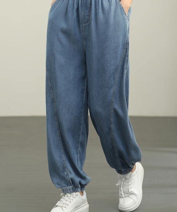 Fine Navy High Waist Jeans Summer Pants