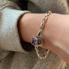Fine Purple Copper Zircon Gem Stone Chain Bracelet