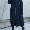 Fine black winter parkas oversize hooded zippered winter coats