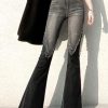 Fitted Black Tasseled Patchwork Denim Flare Bottom Spring