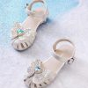 Fitted Buckle Strap Sandals Silver Kids Girls Faux Leather Zircon