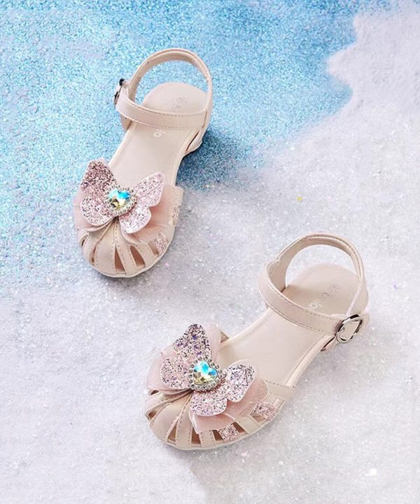 Fitted Buckle Strap Sandals Silver Kids Girls Faux Leather Zircon - Image 2
