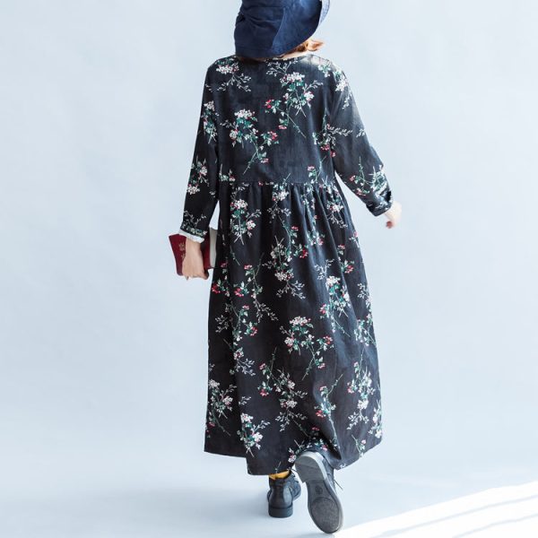 Floral V neck spring dresses cotton dress plus size caftans gown - Image 4