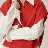 For Spring red sweaters trendy plus size lapel sleeveless knit tops