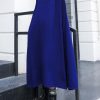 For Work blue Sweater dress Design high neck large hem Art fall knit dress