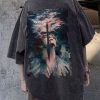 French Black O Neck Print Cotton Men T Shirt Half Sleeve