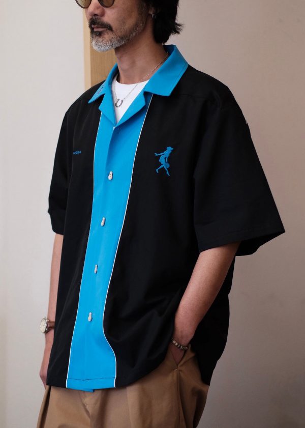 French Black Print Patchwork Cotton Shirts Mens Summer - Image 3