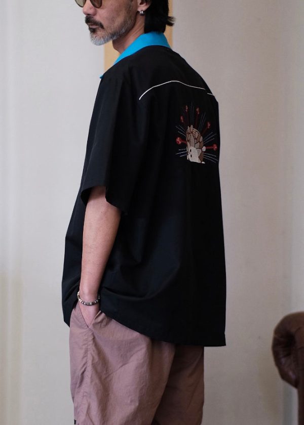 French Black Print Patchwork Cotton Shirts Mens Summer - Image 5