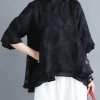 French Button lace clothes Women Inspiration black Plus Size Clothing shirt Summer