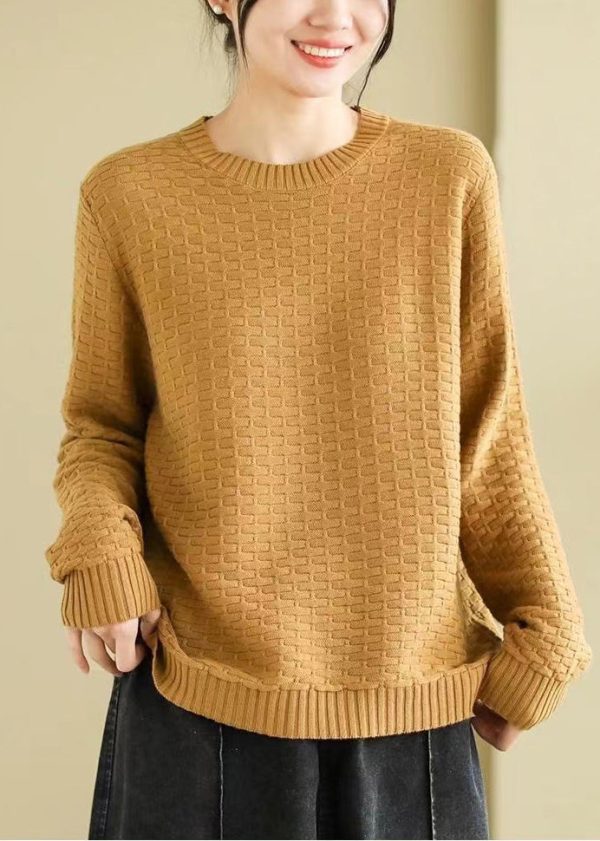 French Green Oversized Plaid Knitted Tops Spring - Image 4