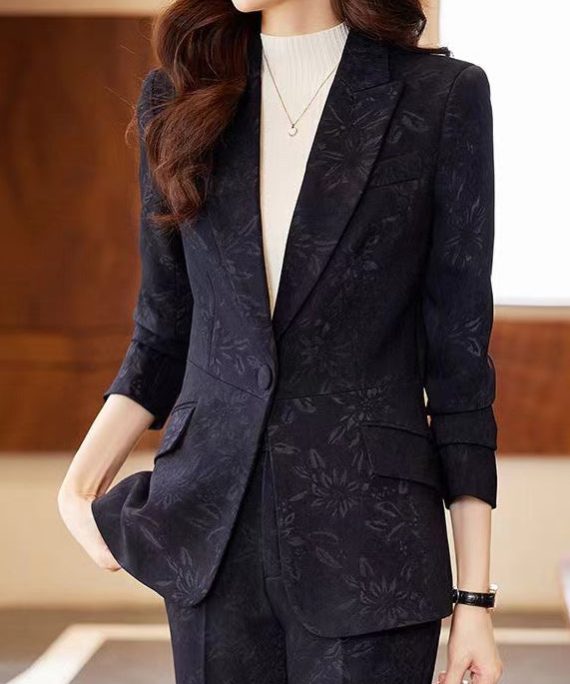 French Navy Peter Pan Collar Print Cotton Coats Spring