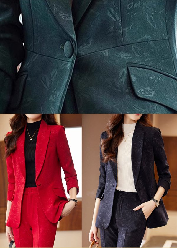French Navy Peter Pan Collar Print Cotton Coats Spring - Image 5