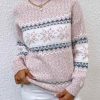 French Pink Striped Cozy Knit Sweaters Spring