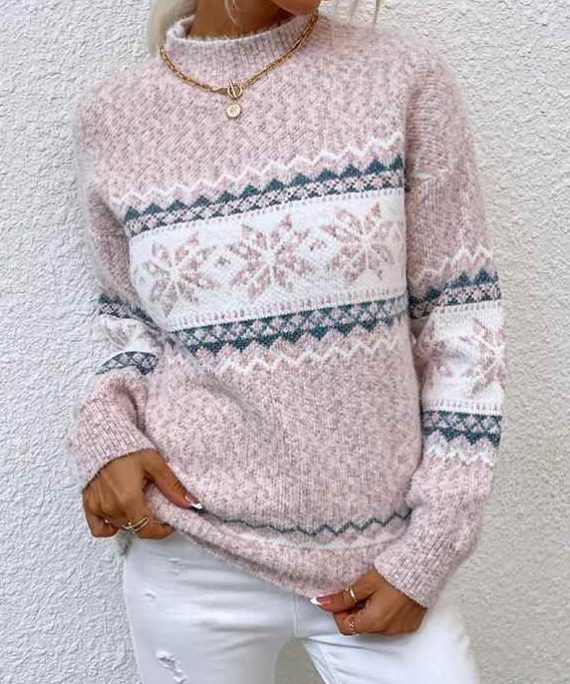 French Pink Striped Cozy Knit Sweaters Spring